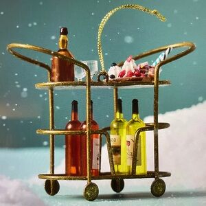 ❤️ ANTHROPOLOGIE DRINK BAR CART ORNAMENT NEW